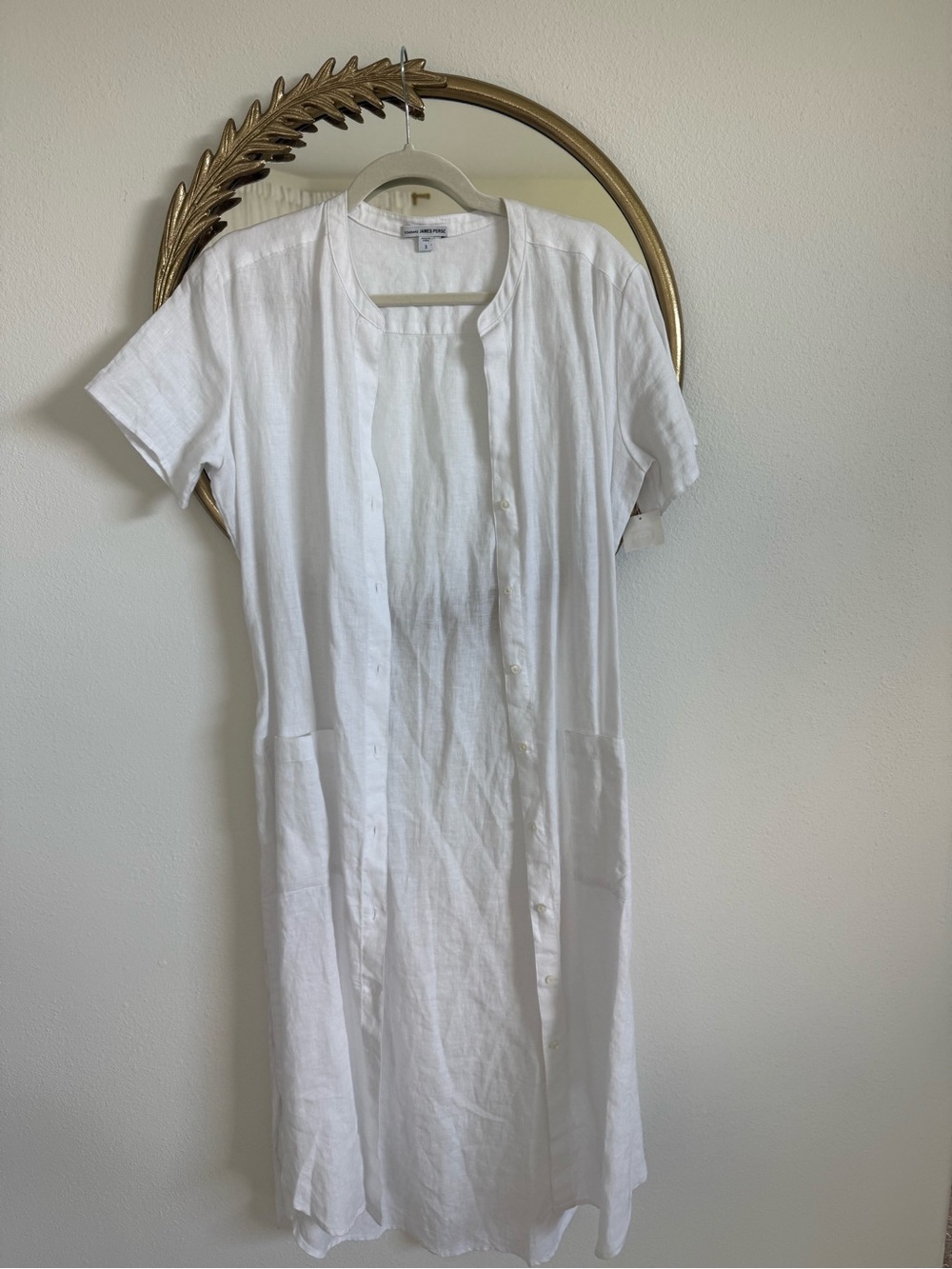 Standard James Perse 100% linen side slit belted pocket shirtdress - Picture 3 of 5